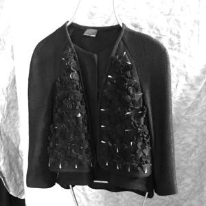 FENDI BLACK FLORAL DETAIL BLAZER RUNWAY JACKET